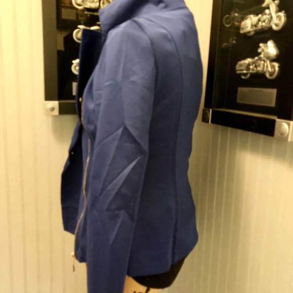 Navy Moto Jacket With Button Detail - Picture 8 of 8